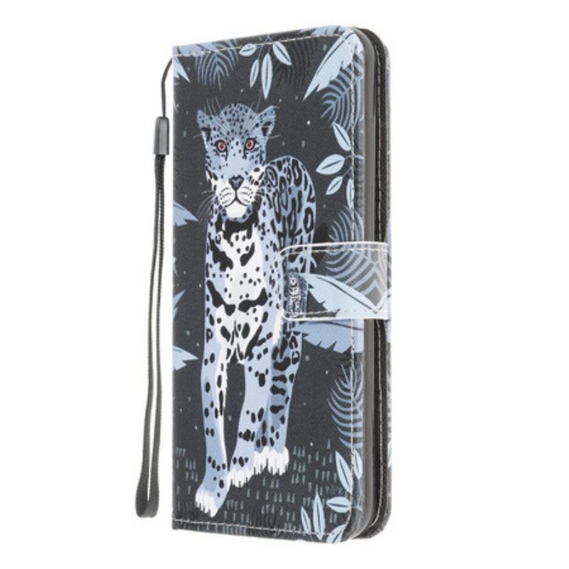 Folio Deksel Til Xiaomi Redmi 9A Med Kjede Strappy Leopard