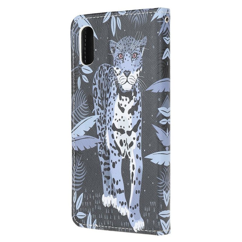 Folio Deksel Til Xiaomi Redmi 9A Med Kjede Strappy Leopard