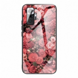 Deksel Til Xiaomi Redmi Note 10 Pro Rose Blomster Herdet Glass