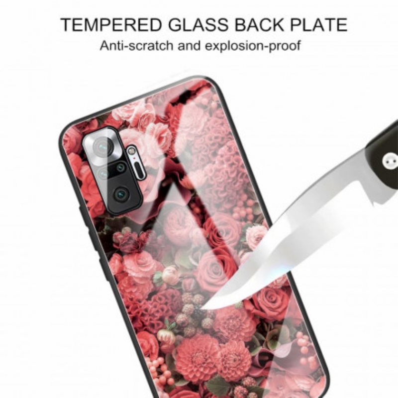 Deksel Til Xiaomi Redmi Note 10 Pro Rose Blomster Herdet Glass