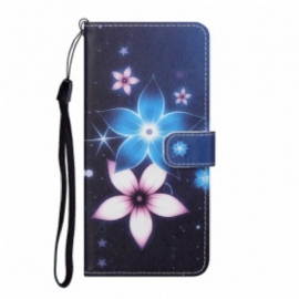 Folio Deksel Til Xiaomi Redmi Note 10 Pro Med Kjede Lunar Strap Blomster