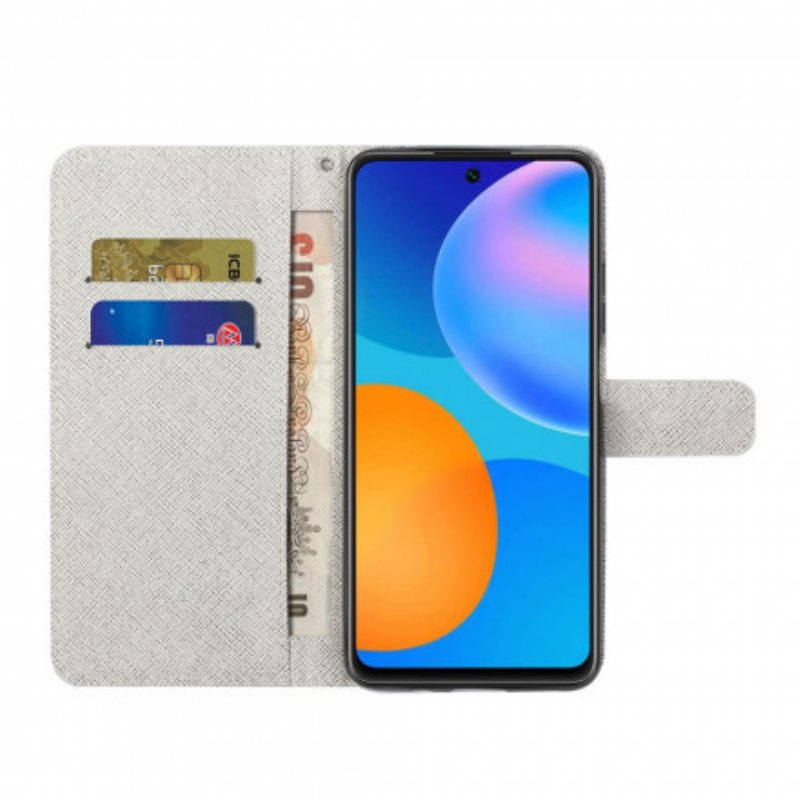 Folio Deksel Til Xiaomi Redmi Note 10 Pro Med Kjede Lunar Strap Blomster