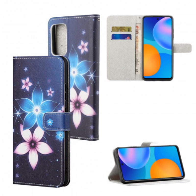 Folio Deksel Til Xiaomi Redmi Note 10 Pro Med Kjede Lunar Strap Blomster