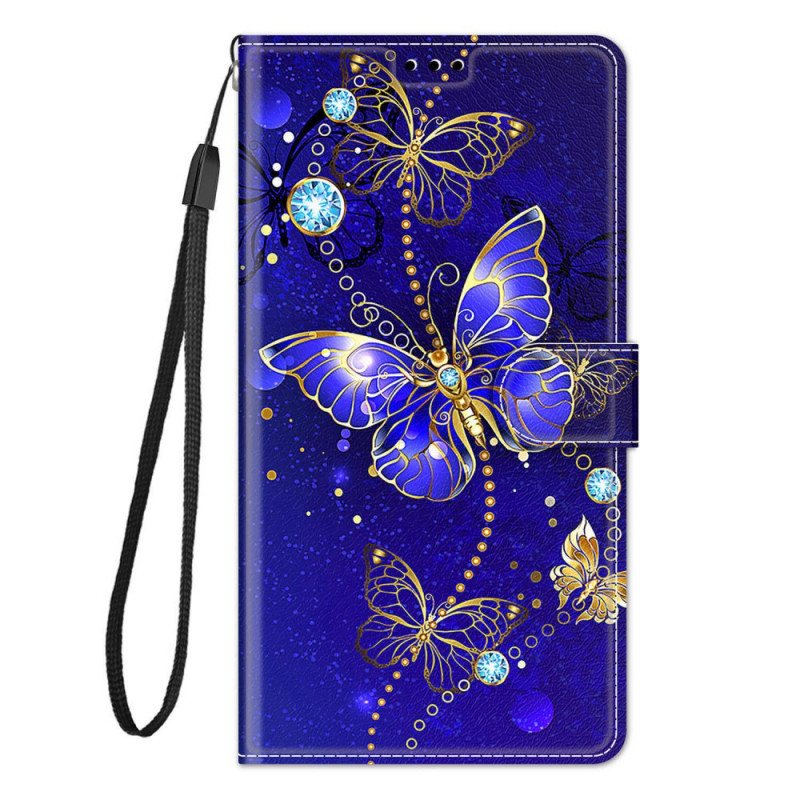 Folio Deksel Til Xiaomi Redmi Note 10 Pro Med Kjede Strap Butterflies Fan