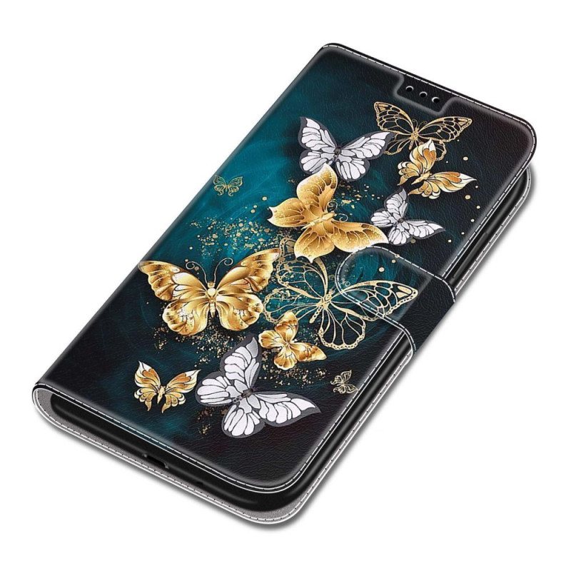 Folio Deksel Til Xiaomi Redmi Note 10 Pro Med Kjede Strap Butterflies Fan