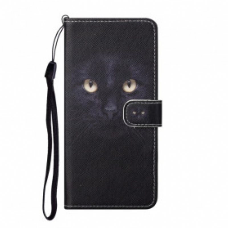 Folio Deksel Til Xiaomi Redmi Note 10 Pro Med Kjede Strappy Black Cat Eyes