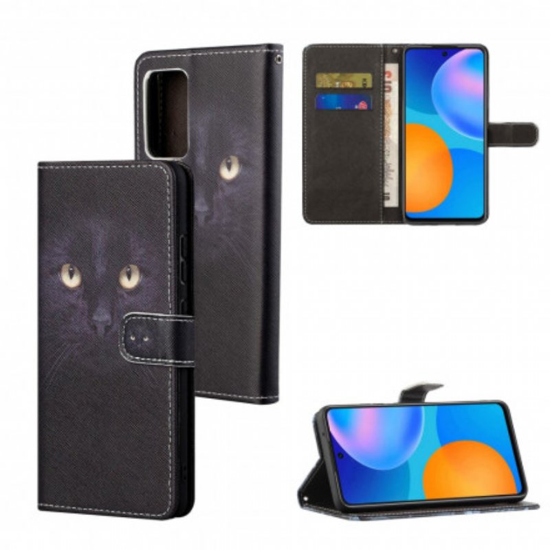 Folio Deksel Til Xiaomi Redmi Note 10 Pro Med Kjede Strappy Black Cat Eyes