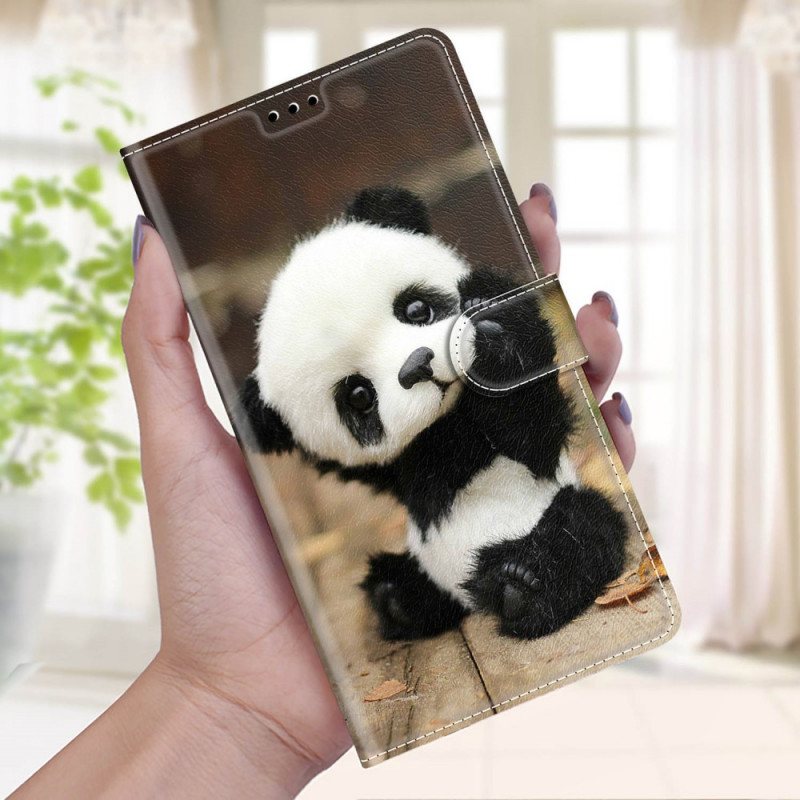 Lærdeksel Til Xiaomi Redmi Note 10 Pro Med Kjede Lille Panda Med Stropp