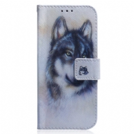 Folio Deksel Til Poco X5 5G Med Kjede Strappy Watercolor Wolf