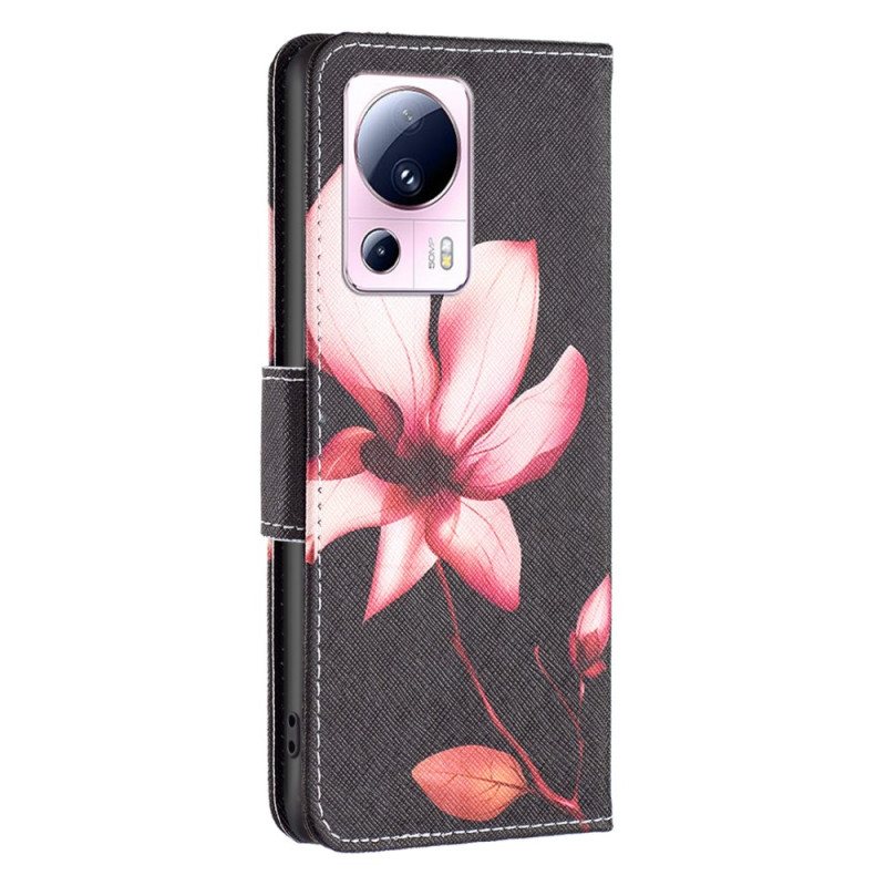 Folio Deksel Til Xiaomi 13 Lite Rosa Blomst