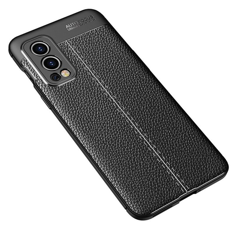 Deksel Til OnePlus Nord 2 5G Dobbel Linje Litchi Leather Effect