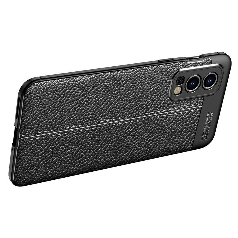 Deksel Til OnePlus Nord 2 5G Dobbel Linje Litchi Leather Effect