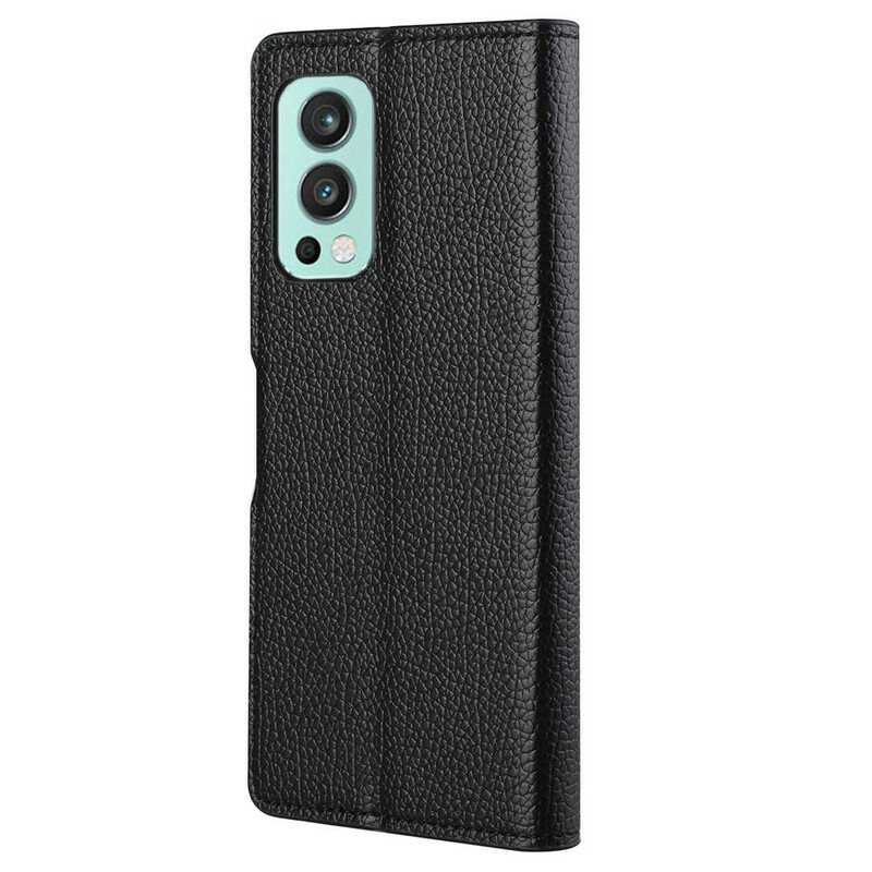 Folio Deksel Til OnePlus Nord 2 5G Litchi Grain Leather Effect