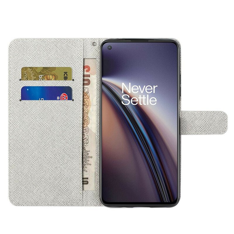 Folio Deksel Til OnePlus Nord 2 5G Med Kjede Lunar Strap Blomster