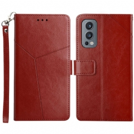 Folio Deksel Til OnePlus Nord 2 5G Stil Leather Geo Y Design