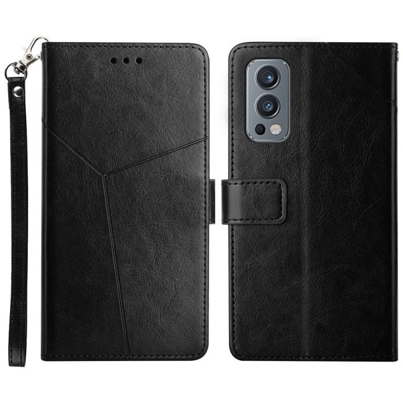 Folio Deksel Til OnePlus Nord 2 5G Stil Leather Geo Y Design