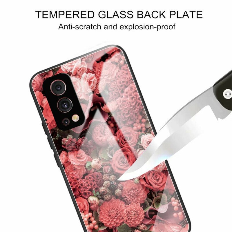 Mobildeksel Til OnePlus Nord 2 5G Rose Blomster Herdet Glass