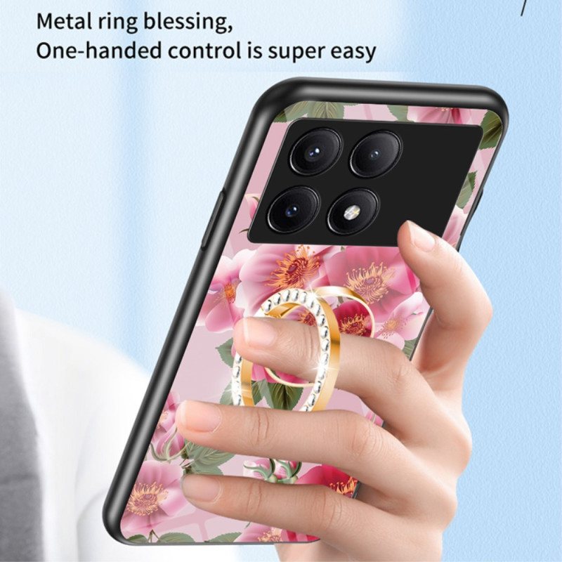 Deksel Poco X6 Pro 5g Blomsterring-holder I Herdet Glass Beskyttelse Deksel