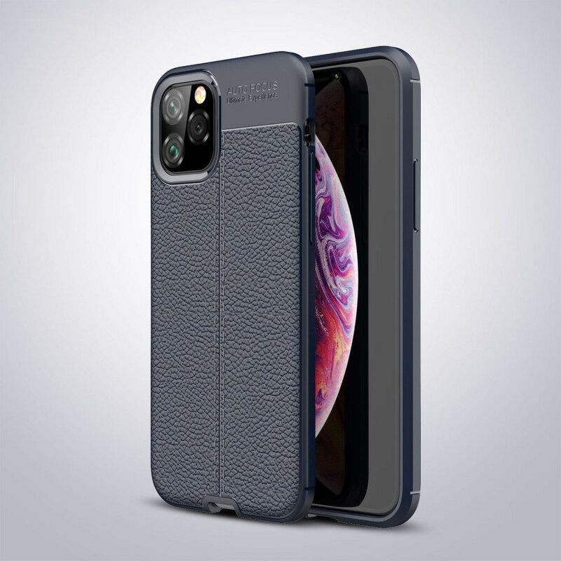 Deksel Til iPhone 11 Pro Dobbel Linje Litchi Leather Effect