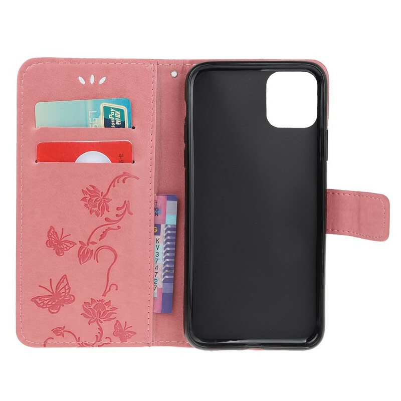 Folio Deksel Til iPhone 11 Pro Med Kjede Strappy Floral