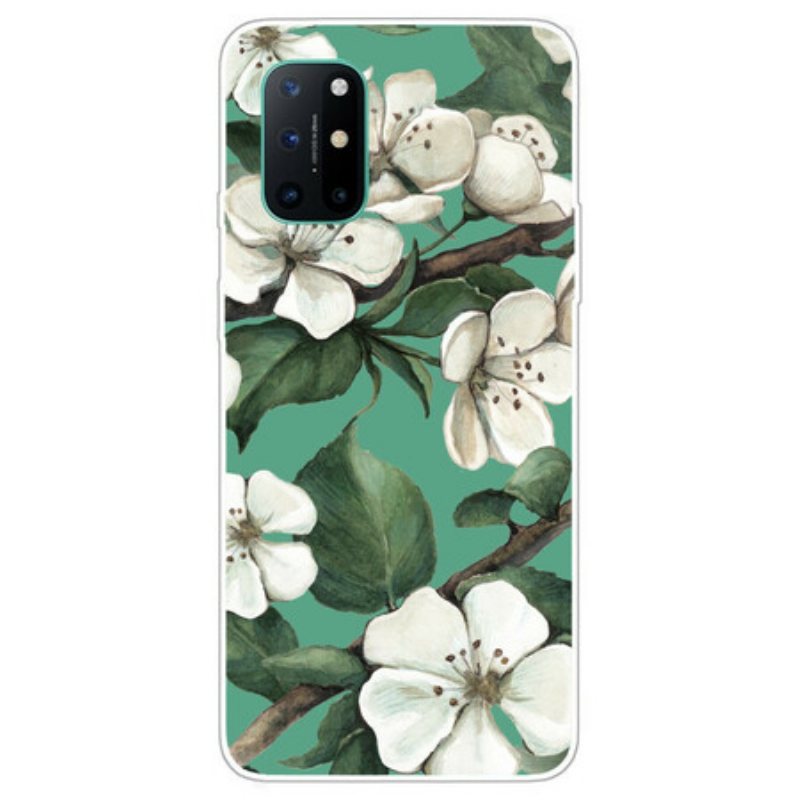 Deksel Til OnePlus 8T Malte Hvite Blomster