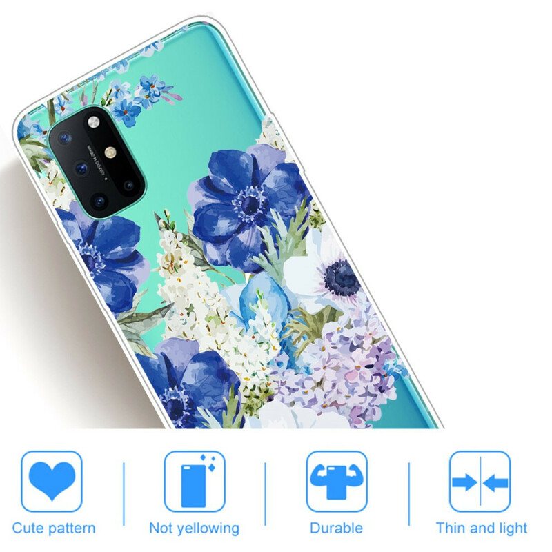 Deksel Til OnePlus 8T Sømløs Akvarell Blå Blomster