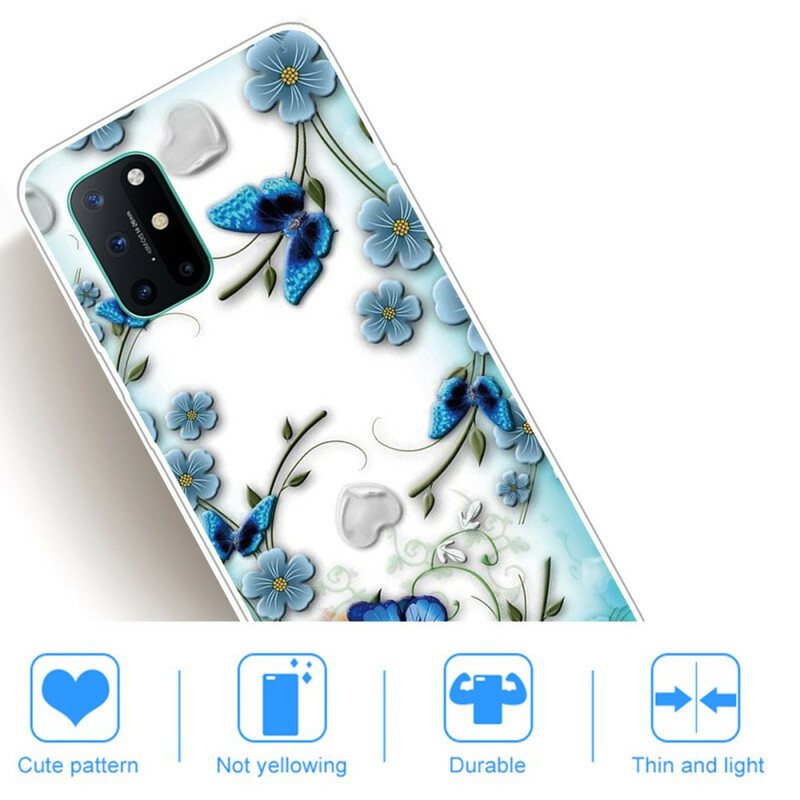 Deksel Til OnePlus 8T Sømløse Retro Sommerfugler Og Blomster