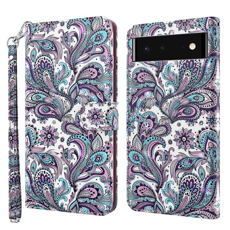 Folio Deksel Til Google Pixel 7 Pro Med Kjede Strappy Paisley-mønster