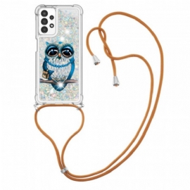 Deksel Til Samsung Galaxy A13 Med Snor Paljett Snøring Miss Owl