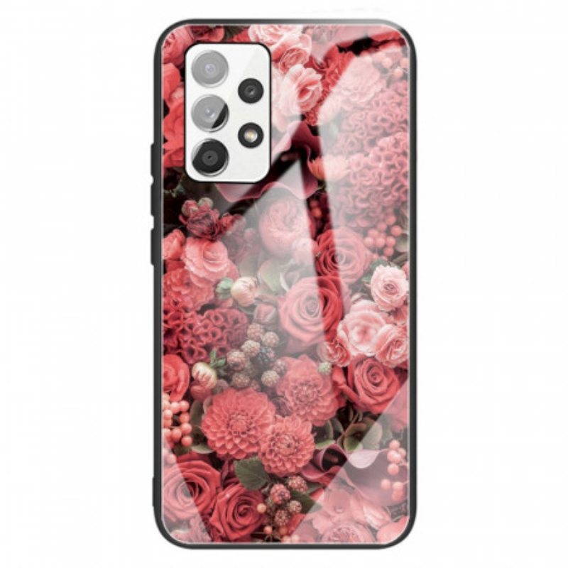 Deksel Til Samsung Galaxy A13 Rose Blomster Herdet Glass