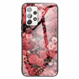 Deksel Til Samsung Galaxy A13 Rose Blomster Herdet Glass