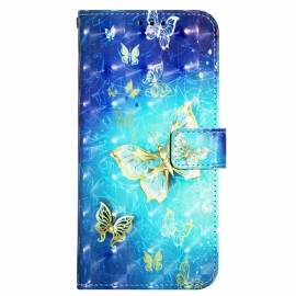 Folio Deksel Til Samsung Galaxy A13 Med Kjede Flight Of Butterflies I Lanyard