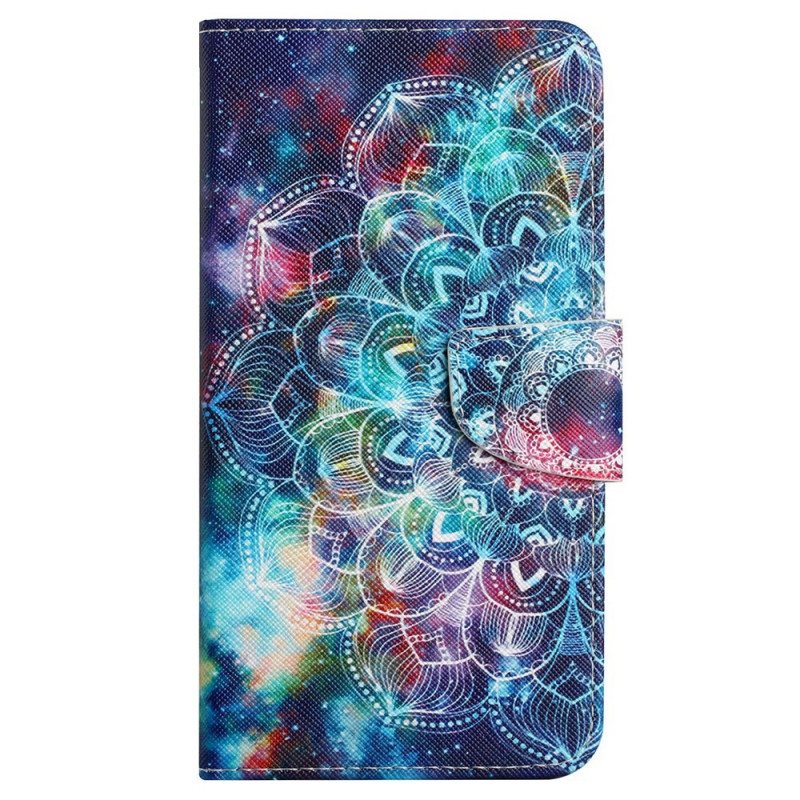 Folio Deksel Til Samsung Galaxy A13 Med Kjede Prangende Strappy Mandala