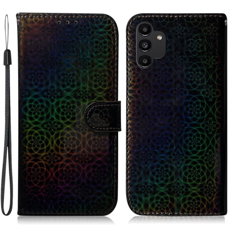 Folio Deksel Til Samsung Galaxy A13 Med Kjede Strappy Psykedeliske Blomster