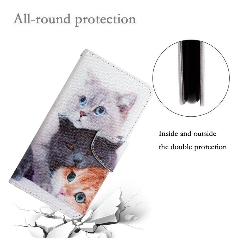 Folio Deksel Til Samsung Galaxy A13 Tales Of Cats With Lanyard