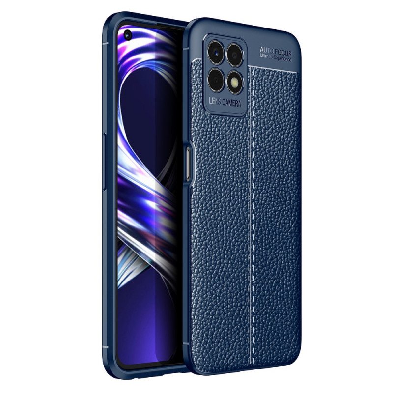 Deksel Til Realme 8i Dobbel Linje Litchi Leather Effect