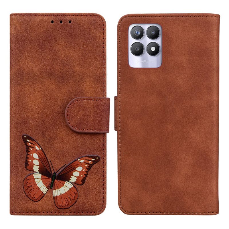 Folio Deksel Til Realme 8i Skin-touch Butterfly