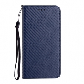 Beskyttelse Deksel Til Samsung Galaxy A34 5G Med Kjede Folio Deksel Strappy Carbon Fiber Style