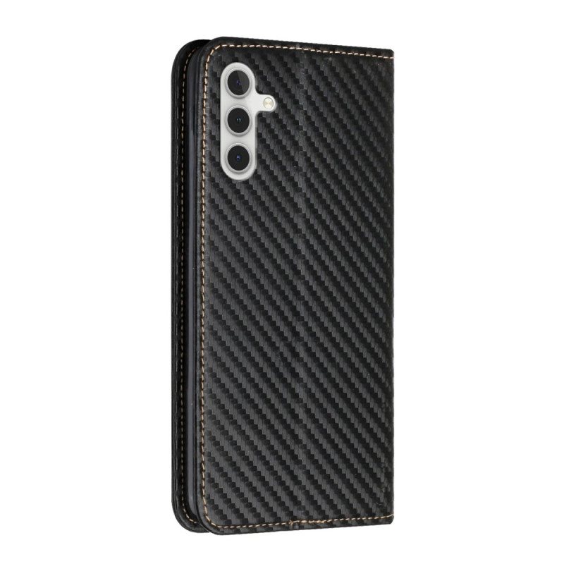 Beskyttelse Deksel Til Samsung Galaxy A34 5G Med Kjede Folio Deksel Strappy Carbon Fiber Style