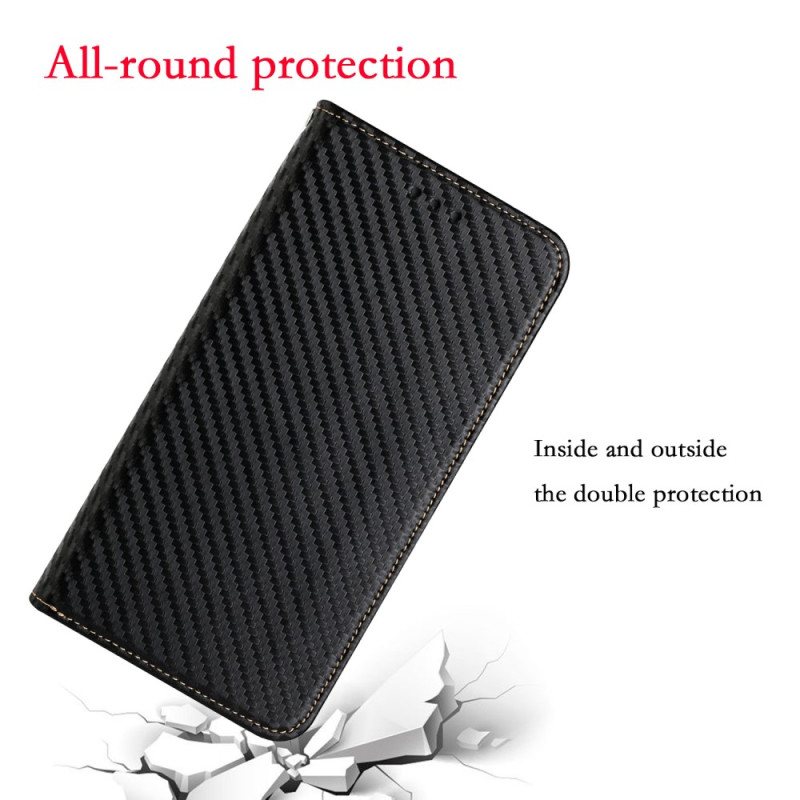 Beskyttelse Deksel Til Samsung Galaxy A34 5G Med Kjede Folio Deksel Strappy Carbon Fiber Style