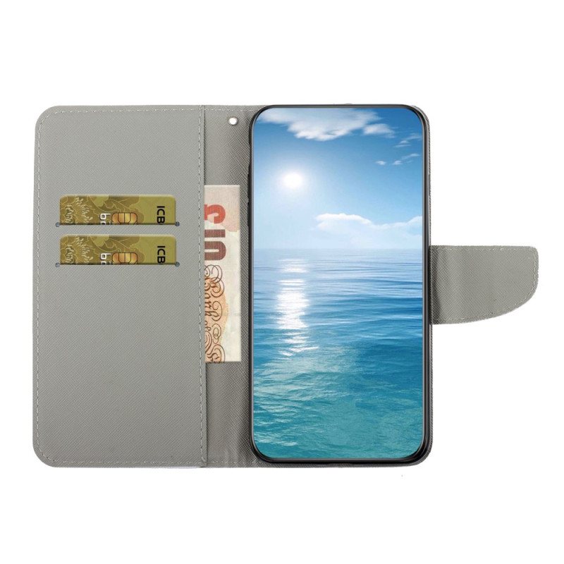 Folio Deksel Til Samsung Galaxy A34 5G Med Kjede Strappy Patchwork