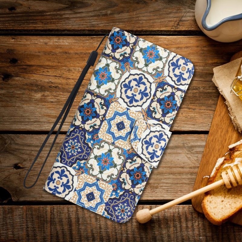 Folio Deksel Til Samsung Galaxy A34 5G Med Kjede Strappy Patchwork