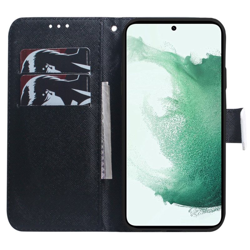 Folio Deksel Til Samsung Galaxy A34 5G Med Kjede Strappy Watercolor Wolf