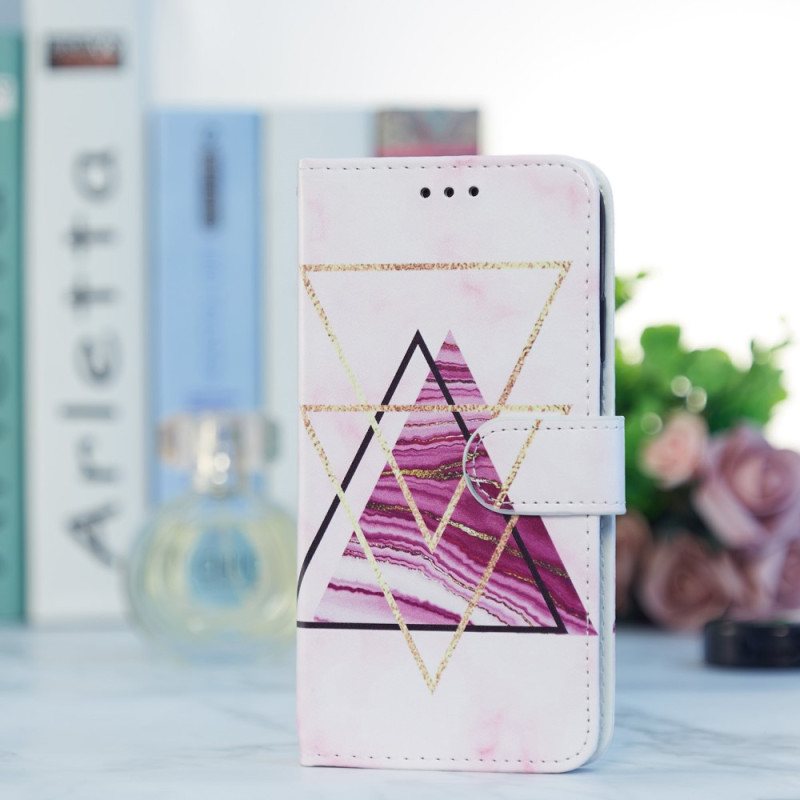 Lærdeksel Til Samsung Galaxy A34 5G Med Kjede Strappy Marmor Stil