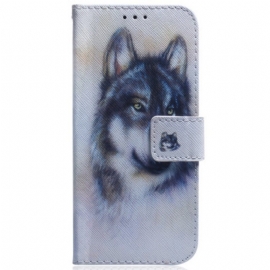 Lærdeksel Til Samsung Galaxy A34 5G Med Kjede Strappy Watercolor Wolf