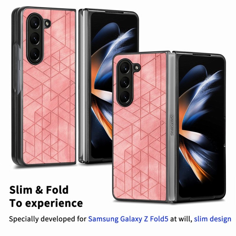 Deksel Samsung Galaxy Z Fold 5 Geometriske Mønstre I Kunstskinn