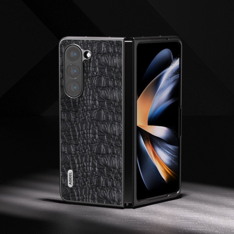 Deksel Samsung Galaxy Z Fold 5 Mobildeksel Abeel Krokodilleskinnstil