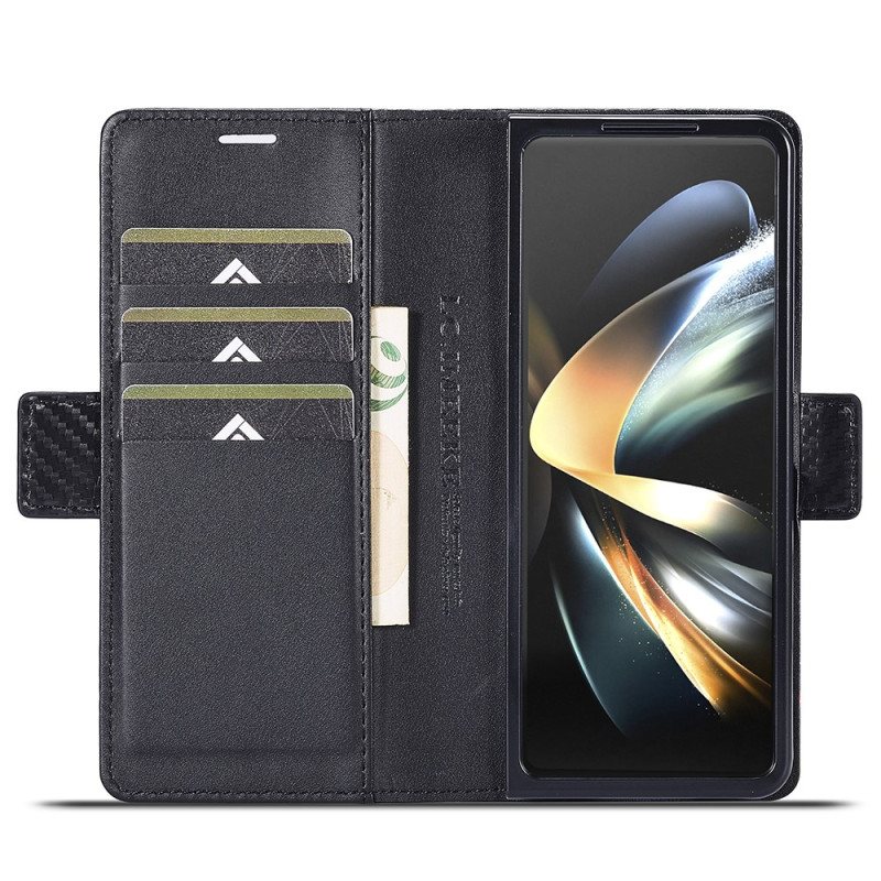 Folio Deksel Samsung Galaxy Z Fold 5 Karbonfiber Lc.imeeke Beskyttelse Deksel