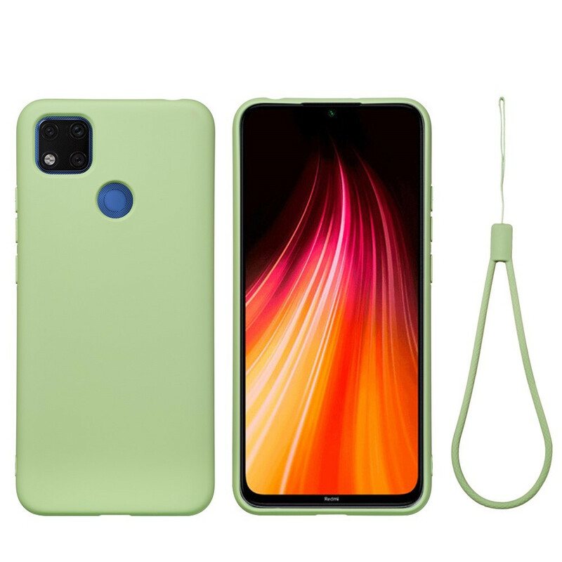 Deksel Til Xiaomi Redmi 9C Flytende Silikon Med Snor