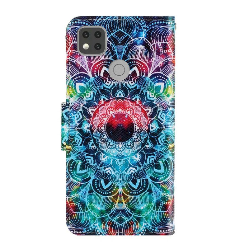 Folio Deksel Til Xiaomi Redmi 9C Med Kjede Prangende Strappy Mandala